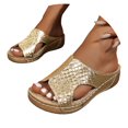 thumbnail image 2 of Mostsola Women's Sandals Peep Toe Summer Wedge Platform Slippers Stitched Casual Beach Shoes, 2 of 9