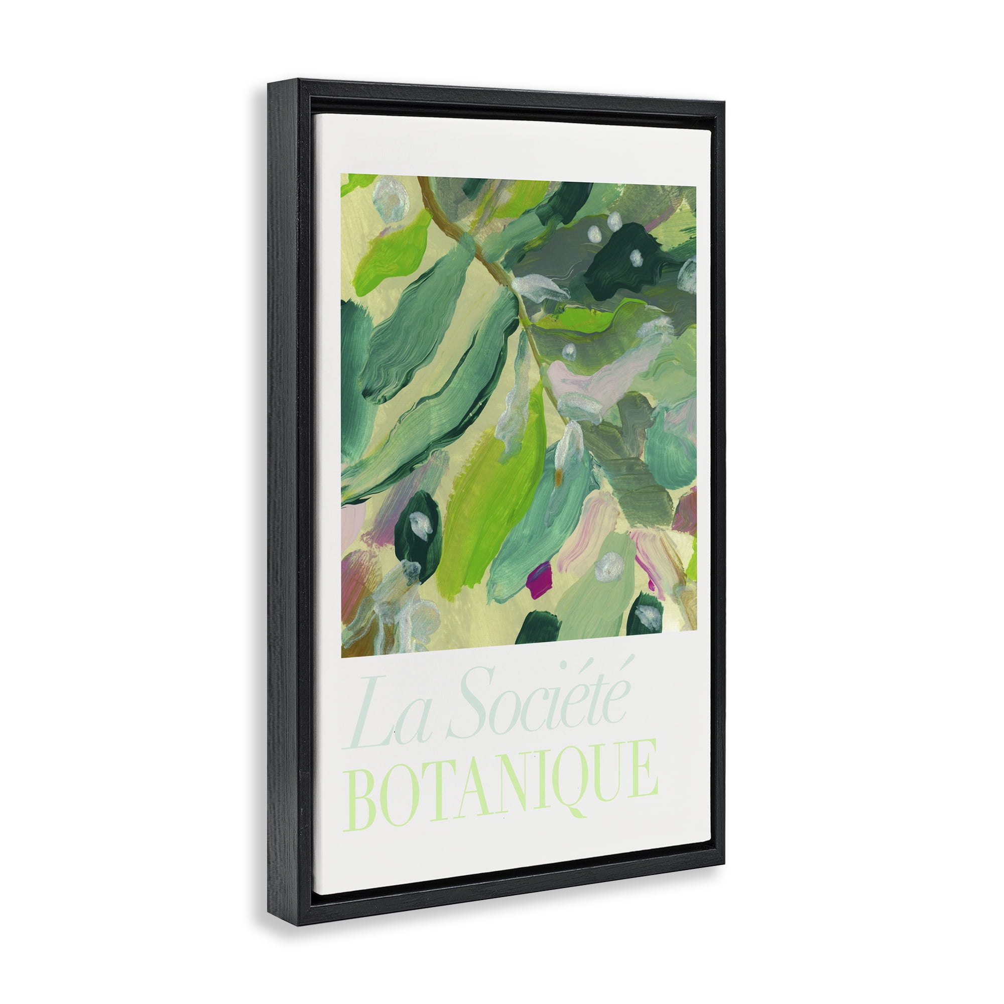Stupell Industries Abstract French Botanicals Plants & Flowers Painting Black Floater Framed Canvas Art Print Wall Art, 21 x 31