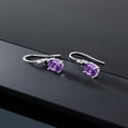 thumbnail image 5 of Gem Stone King 10K White Gold Purple Amethyst and Black Diamond Dangle Earrings for Women (2.13 Cttw, Gemstone Birthstone, Oval 8x6mm), 5 of 5