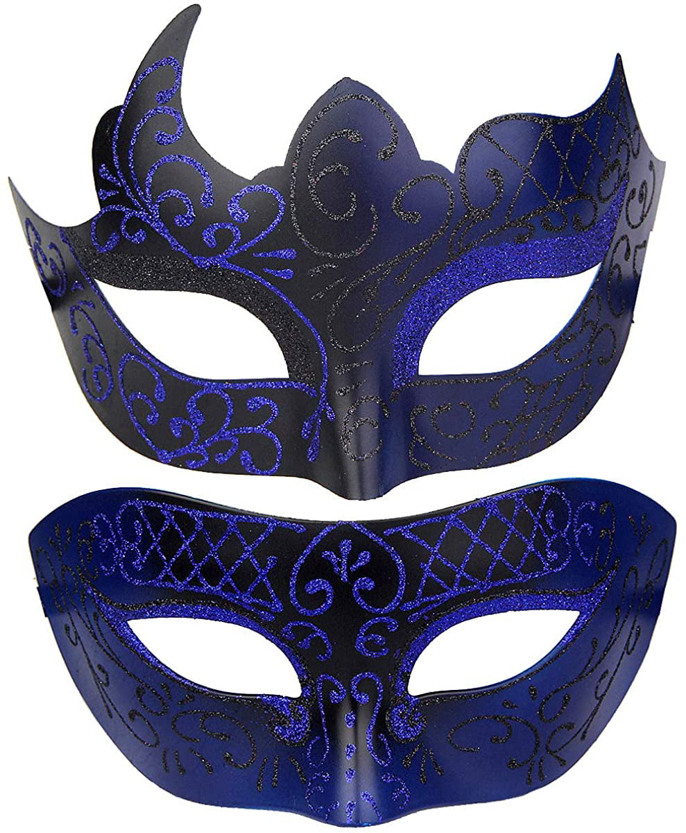 Couple Metallic Silver Venetian Masquerade Halloween Costume Prom Masks 