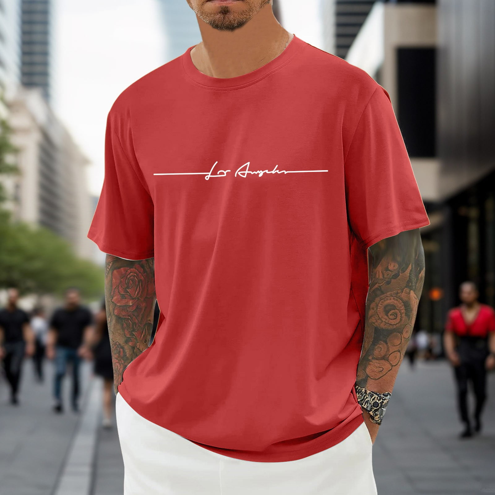 Men's Oversized Casual T-Shirt Summer Crew Neck Short Sleeve