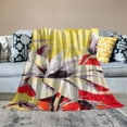 thumbnail image 2 of PRATYUS DaDa Bedding Yellow Floral Lap Quilt - Quilted Throw Blanket - Hummingbirds Farmhouse Red Flowers for Couch, Sofa or Bed- Scalloped Edges Bright Vibrant for Biophilic Design 50x60in, 2 of 6