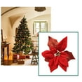 thumbnail image 2 of 6Pcs Christmas Glitter Artificial Poinsettia Flowers Xmas Poinsettia Artificial Wedding Flowers Decorations Xmas Tree Ornaments for Party Favors, 10inch, 2 of 4