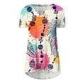 thumbnail image 4 of IROINNID Summer Tunic Tops For Women Printed Round-Neck Loose Short Pullover Sleeve Tops Blouse Spring, 4 of 5