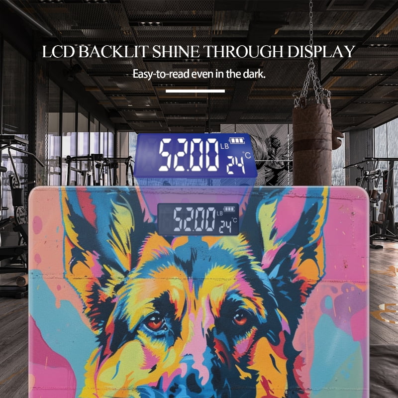 High Precision Body Weight Scale Smart Bathroom Scales with Large LCD Display(400lbs),Decorative for Bedroom-Colorful Graffiti Of German Shepherd