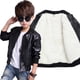 thumbnail image 5 of Abrigo de cuero para niños, otoño e invierno, abrigo grueso y cálido con forro polar, chaqueta de cuero PU para niños medianos y grandes, primavera y otoño, 5 of 5