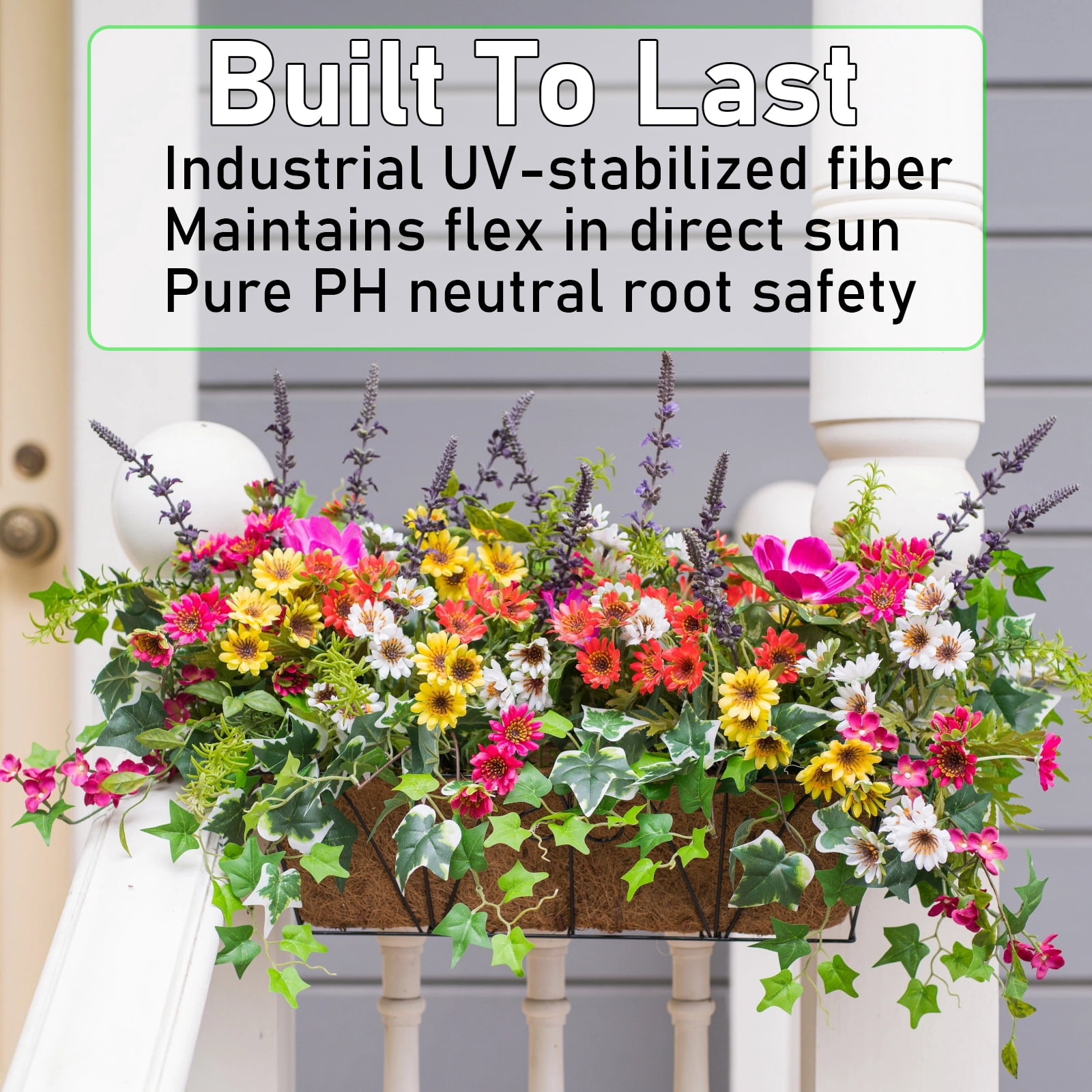 24" Coconut Coir Planter Liner 4 Pack, Preformed Coco Fiber Replacement for Window Box, Deck Railing & Hanging Baskets, Natural Plant Basket Insert
