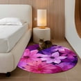 thumbnail image 3 of Round Area Rug 3 Ft, Watercolor Flowers Washable Non-Slip Circle Carpet for Living Room/Bedroom, Spring Floral Country Pink Purple Low-Profile Small Floor Mats Collection Rugs for Indoor, 3 of 7
