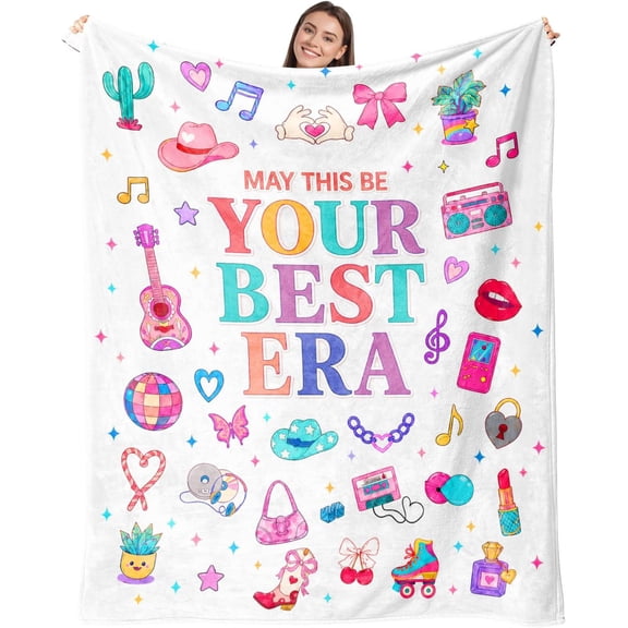 White Singer Fans Blanket, Perfect Swif-tie Music Fan Gifts for Women Girls, Soft Flannel Throw Blanket 40x50IN