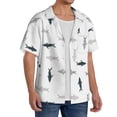 thumbnail image 4 of Vsdgher Party Shark Cute Print Men's Wrinkle Free Untucked Cuban Shirt Business Casual Button Down Shirts Short Sleeve Shirt, 4 of 7