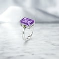 thumbnail image 4 of Gem Stone King 6.35 Cttw Purple Amethyst and Green Peridot Ring for Women | 925 Sterling Silver | Emerald Cut 14x10MM | Gemstone February Birthstone (Size 5), 4 of 4