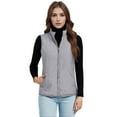 thumbnail image 6 of Women's Vests Outerwear Stand Collar Zip Solid Color Zipper Sleeveless Lightweight Padded Gilet with Pockets Gray M, 6 of 8