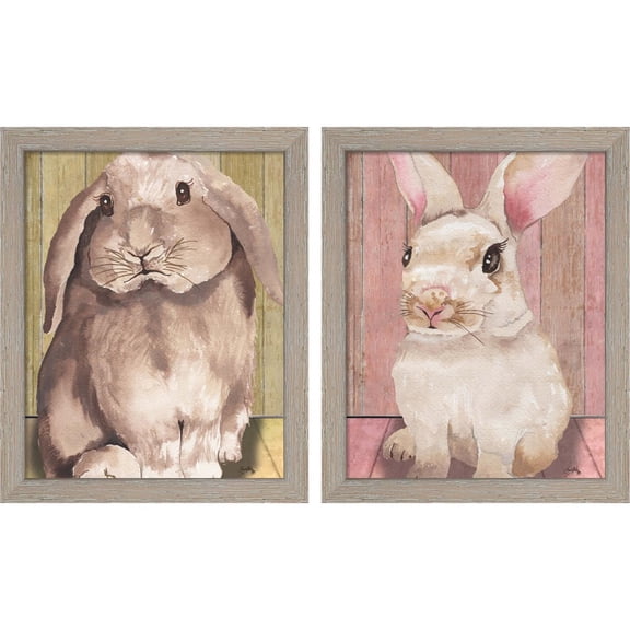 Great Art Now Bunny by Elizabeth Medley, 2 Piece Framed Art Set Each 9"W x 11"H