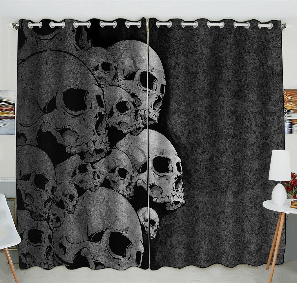 GCKG Fashion Skull Blackout Curtains Window treatment Panel Drapes 52(W