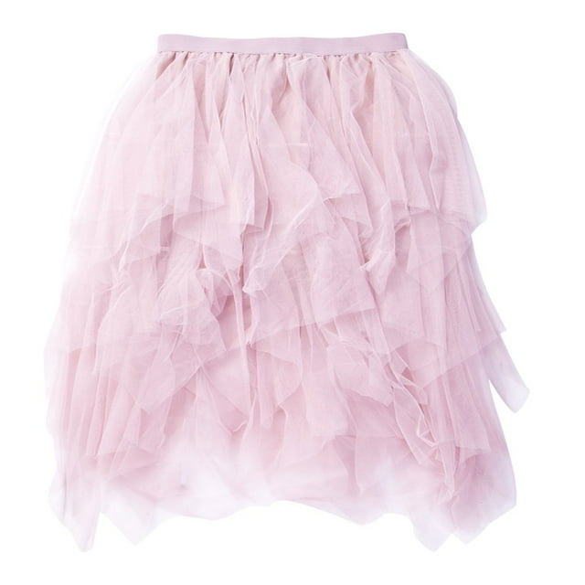 Jupe Tutu en Tulle Unie pour Femme Taille Élastique Maille Filet Longue Jupe Paragraphe Robe