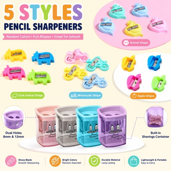 Under1$ Dollar! Tarmeek 1 Pack Cute Motorcycle Shaped Manual Pencil Sharpener, One Hole Portable Sharpener for Desk, Macaron Color Plastic Pencil Sharpener, Compact Desk Sharpener for Office Supplies