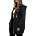 thumbnail image 4 of thefmos Women's Plus Size Hooded Zip Up Sweatshirt Long Length Solid Color Casual Coat Fashion Fall Winter Outfit, Black 3XL, 4 of 7