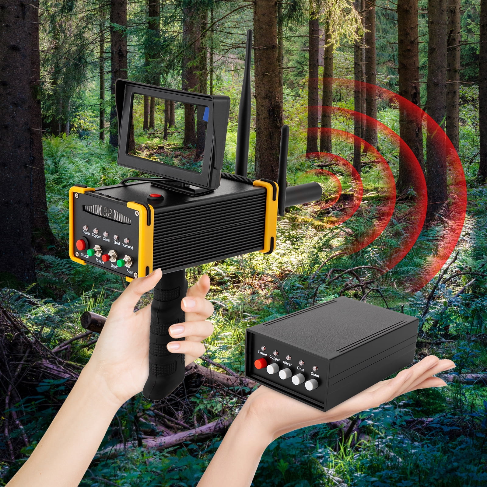 Long Range 3D Metal Detector for Gold, Silver, Copper, Diamond & Gemstone Hunting – LCD Display, Precision Treasure Hunter Scanner