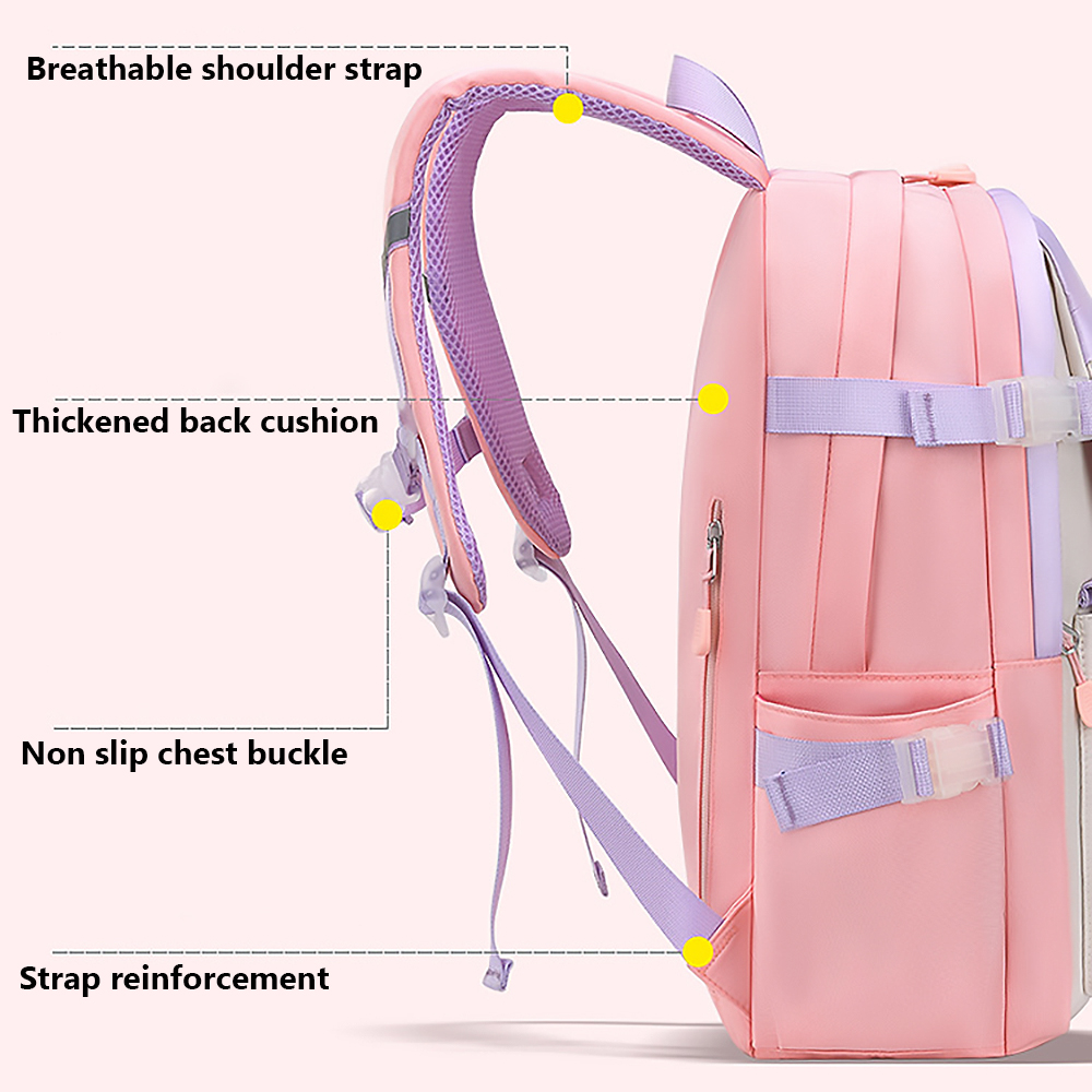 Mochilas escolares para niñas, de gran capacidad y modernas, ligeras e impermeables, rosa 5