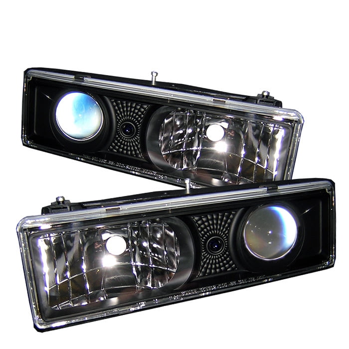 88-98 Chevy C/K Pickup Black Halo LED Projector Headlights+Black LED Tail Lamps