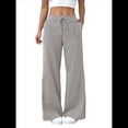 thumbnail image 1 of Pantalones de Salón A Rayas de Pierna para Mujer, Cintura Elástica y Bolsillos Marrón XL, 1 of 9