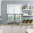 thumbnail image 6 of Orange Teal Blue Pumpkin Kitchen Curtains Valance and Tier Set 3 Pieces, Thanksgiving Fall Blue Dots Stripes Small Window Curtains Set, 24 Inches Length Short Tiers for Bathroom Cafe, 6 of 7