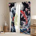 thumbnail image 3 of Manfei Japanese Koi Moon Black Out Curtains for Girls, Night Wave Curtains Pack of 2 (42x63 Each), Blue Red, 3 of 6