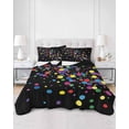 thumbnail image 2 of Quilts Twin Size Bedding Set, Colorful Polka Dot Lightweight Quilted Comforter, Cartoon Cute Abstract Graffiti Black Soft Reversible Bedspread Coverlet with Pillow Covers for All Season, 68" x 86", 2 of 7