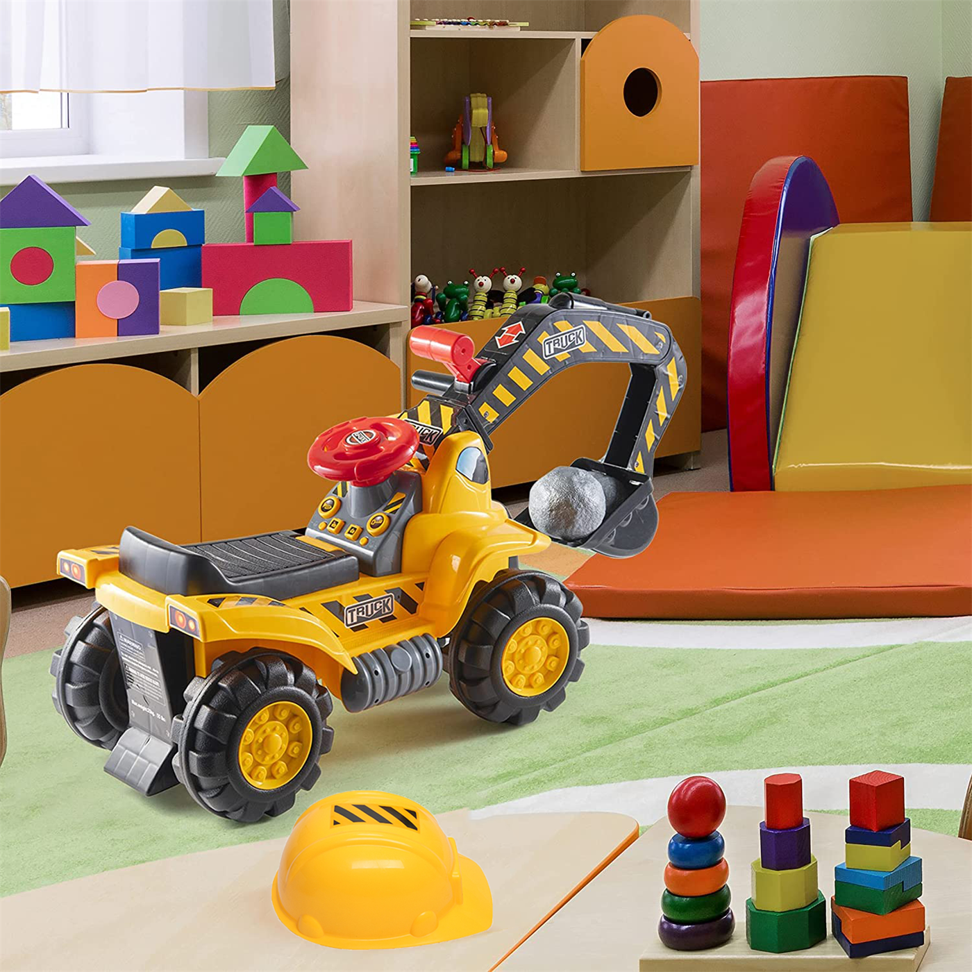 CIPACHO Tractors for Kids Ride On Excavator, Toddler Tractor Truck, Digger Bulldozer with Music and Helmet, Rocks CIPACHO Tractors for Kids Ride On Excavator, Toddler Tractor Truck, Digger Bulldozer with Music and Helmet, Rocks