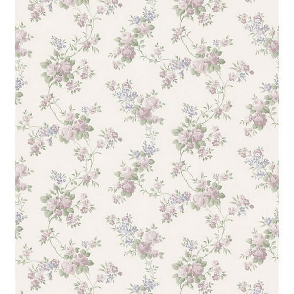Brewster Gretchen Pastel Floral Trail Wallpaper