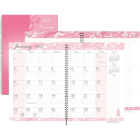 House of Doolittle BCA Pink Cover Monthly Wirebound Journal - Julian Dates - Monthly - 1 Year - January 2022 till December 2022 - 1 Month Single Page Layout - 7  x 10  Sheet Size - 1.38  x 1.75  Block