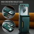thumbnail image 2 of Crossbody Strap Case for Samsung Galaxy Z Flip 6 5G,Premium PU Leather Magnetic Detachable 2-In-1 Card Pocket Back Flip ID Credit Card Slots Kickstand Shockproof Business Slim Phone Case,Green, 2 of 12