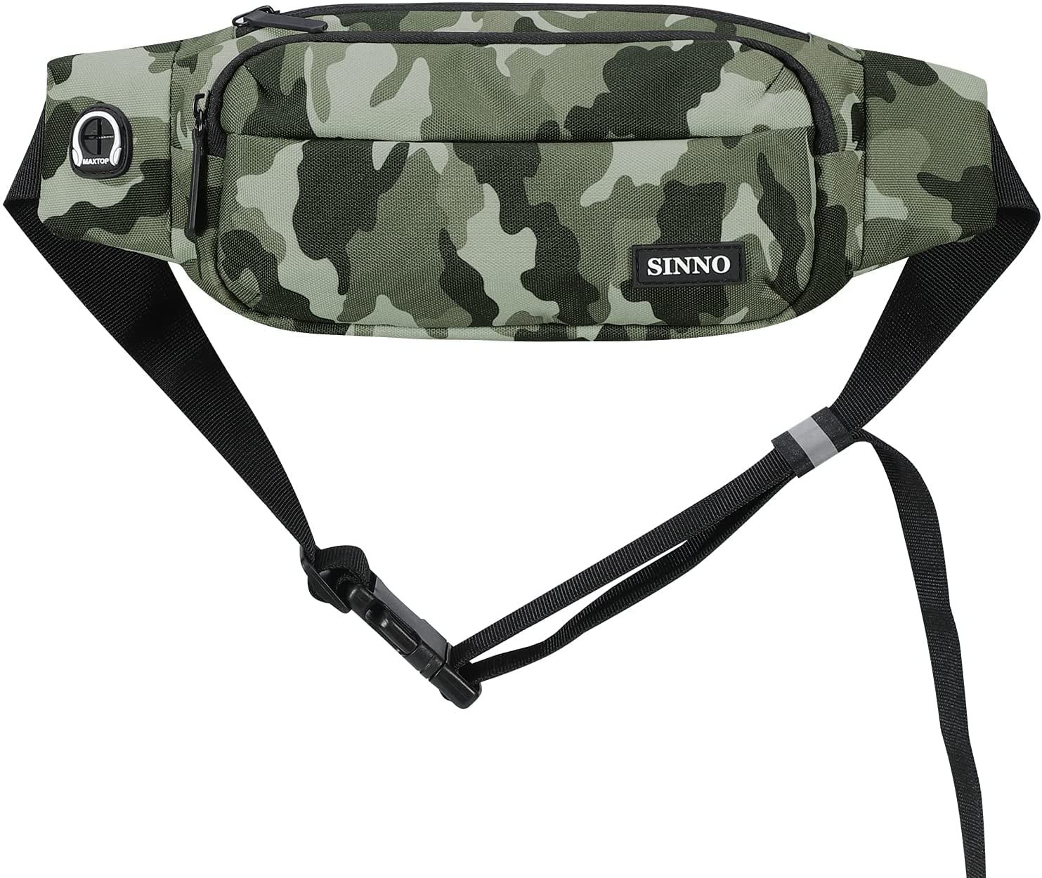 SINNO Large Fanny Pack With 4-Zipper Pockets for Running Hiking Travel Workout Dog Walking Outdoors Sport Fishing Waist Pack Bag 