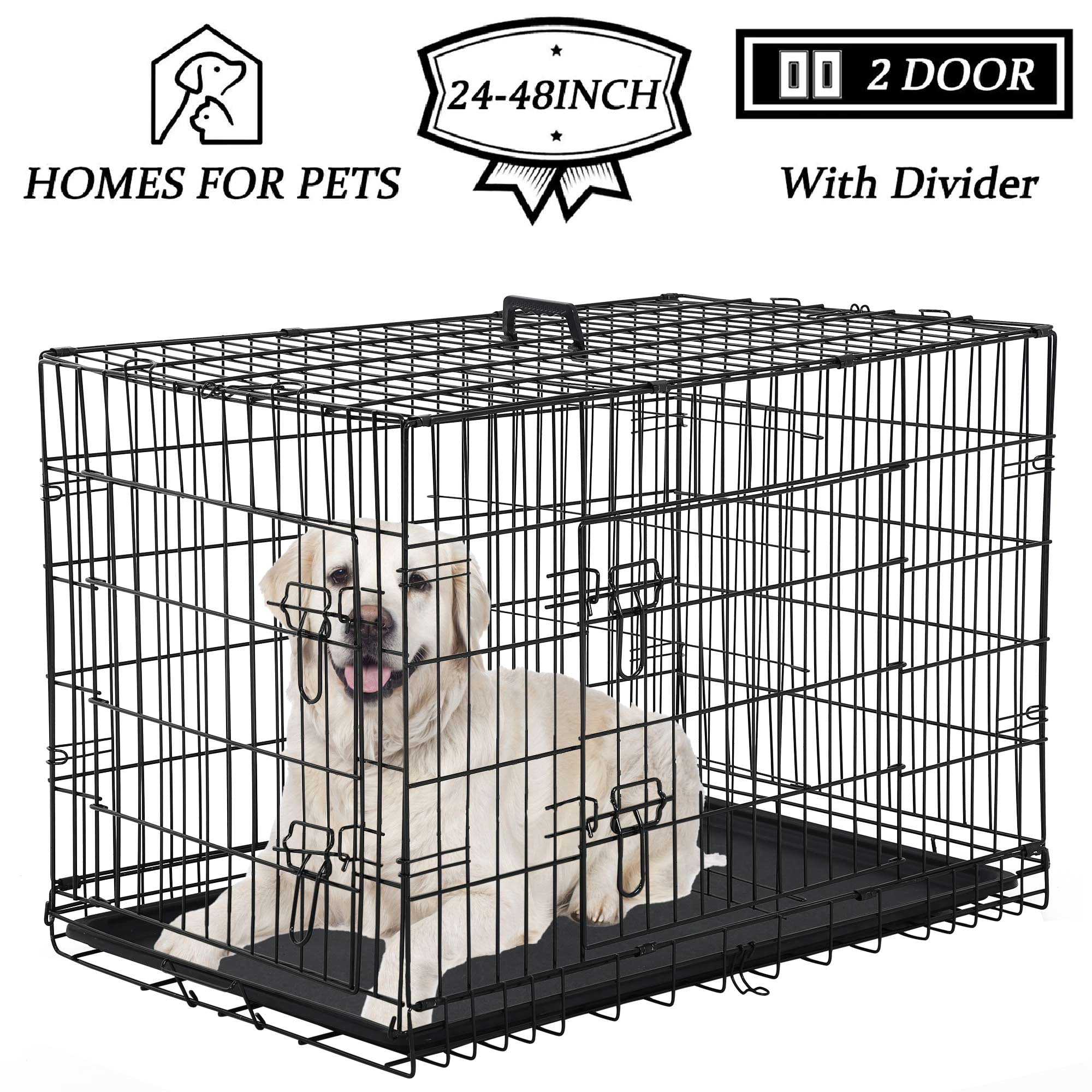 YRLLENSDAN 36 inch Foldable Large Dog Crate for Large Dogs, Metal Wire