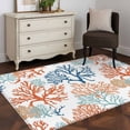thumbnail image 4 of Summer Ocean Area&nbsp;Rug 2.7x5ft Teal Orange Blue Coral Coastal Nautical Non-Slip&nbsp;Washable Square&nbsp;Rugs Soft Felt Indoor Floor Mat for Bedroom Kitchen Living Room Bathroom, 4 of 9