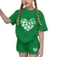 thumbnail image 1 of Vestido de manga corta para niños Día de San Patricio impreso de dos piezas Conjunto de cuello redondo con pantalones cortos, blusa de manga corta, 1 of 6