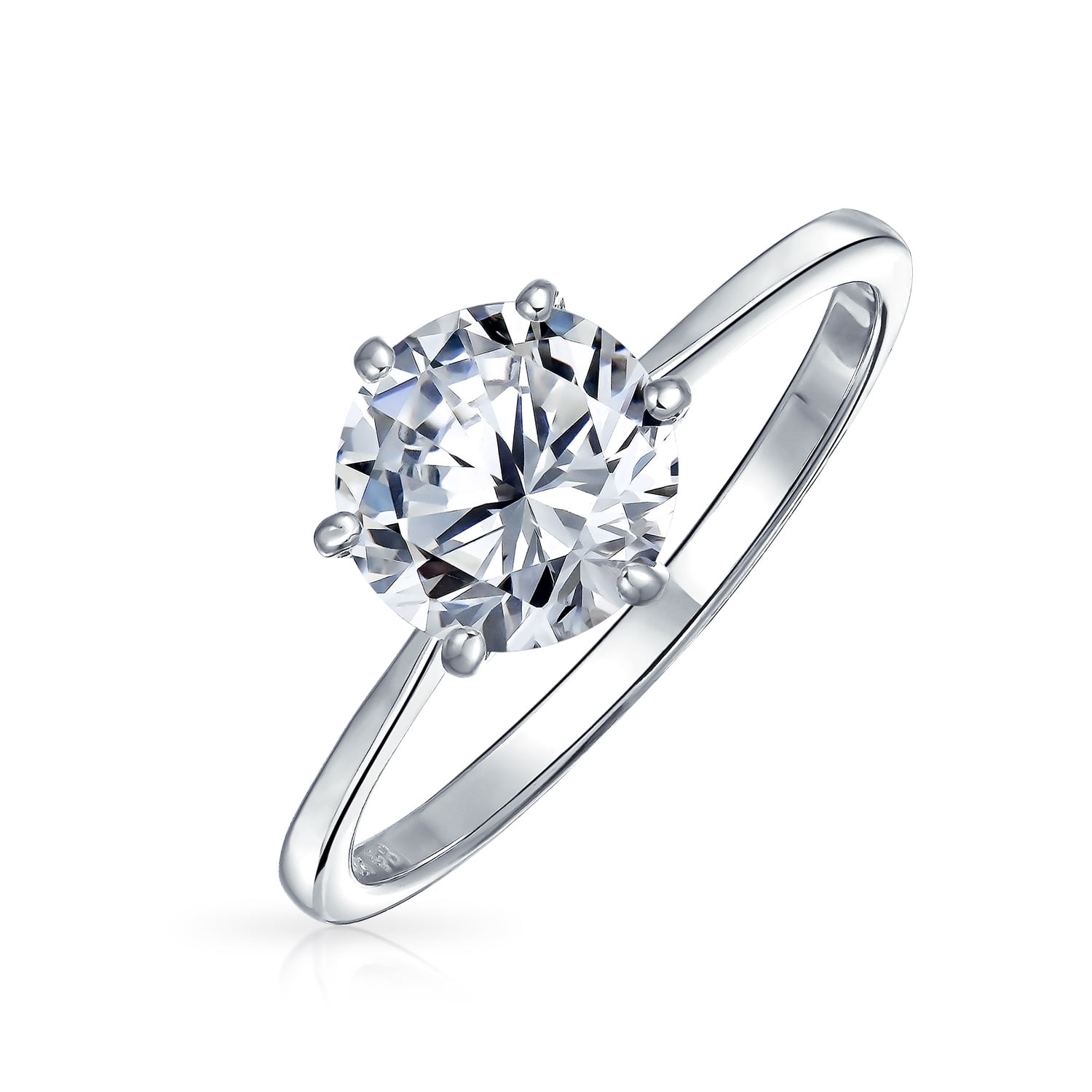 Simple 1.25CT 6 Prong Brilliant Cut AAA CZ Solitaire Engagement Ring for  Women 1MM Thin Band 925 Sterling Silver
