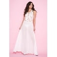 thumbnail image 2 of Music Legs Women's Long gown with lace top and criss cross back 53018-WHITE, 2 of 4