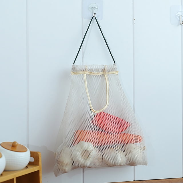Hbdhejl Hanging Vegetable And Fruit Storage Bag Kitchen Sundries Hanging Wall Type Polyester Breathable Storage Net Bag