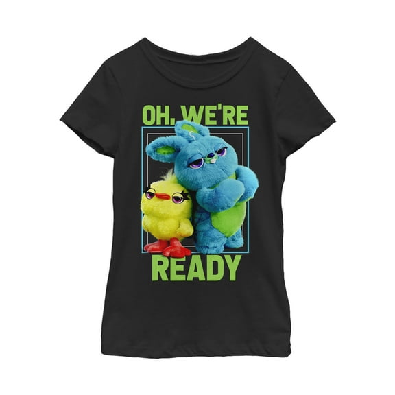 Girl's Toy Story Ducky & Bunny Ready Pose  Graphic Tee Black X Large