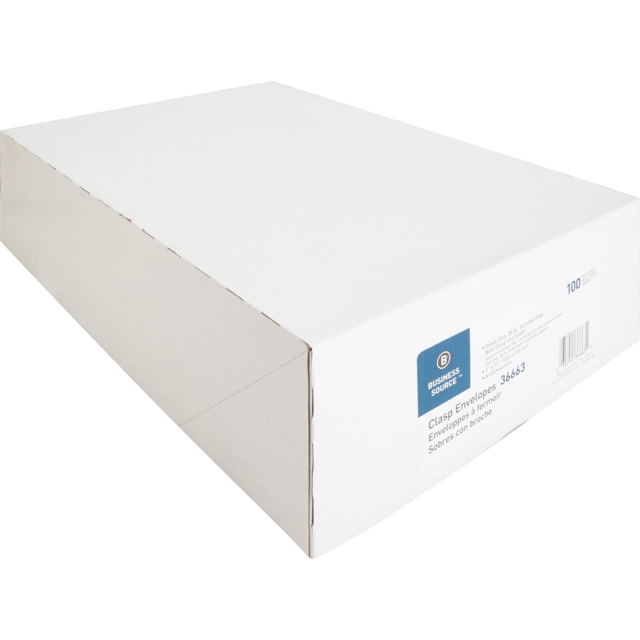 Business Source Clasp Envelopes 28 lb. 9"x12" 100/BX Brown Kraft 36663