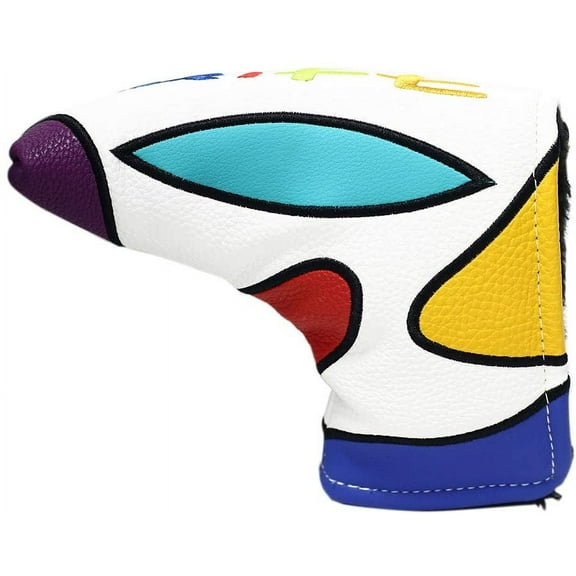 Rife Golf Collectors Edition - Retro L Shape Blade Putter Psychedelic Colorful Groovy Style Headcover. Limited Edition Tour Vintage Leather Style Custom Design Putter Head Cover