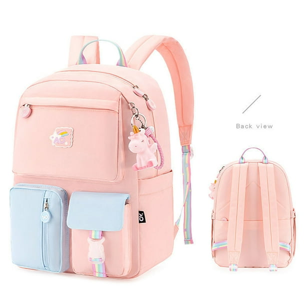 Mochilas lindas para ninas Mochila para estudiantes de secundaria Hit Color rosa azul Likrtyny Para estrenar Walmart en linea