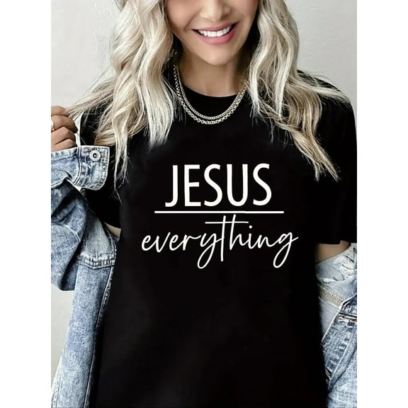 Women Christian T-Shirts Jesus Graphic Shirt Casual Loose Crew Neck Top