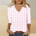 thumbnail image 2 of Jewelreauty Women Tunic Tops Elbow Length V Neck Floral/Plaid T-Shirts Summer Casual Basic Tee, 2 of 4
