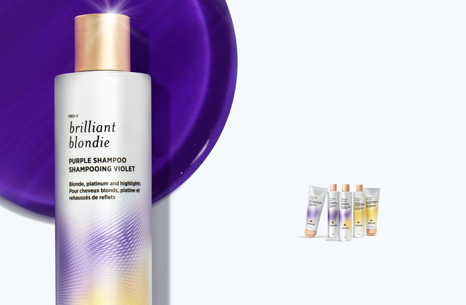 Pantene Brilliant Blondie Purple Shampoo for Blonde Dyed Hair, Paraben Free