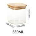 thumbnail image 2 of Square Glass Storage Jar with Wood Lid Airtight Kitchen Pantry Container for Dry Food Grains and Ingredients, 2 of 3