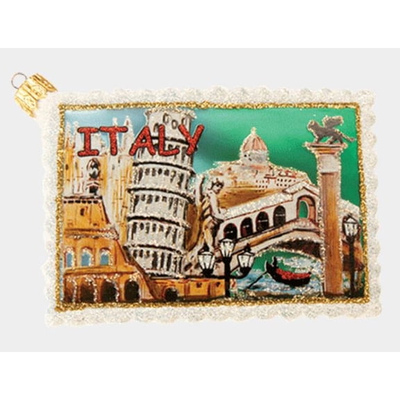 Italy Travel Postcard Polish Glass Christmas Tree Ornament Italian Decoration