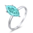 thumbnail image 4 of Solitaire Marquise Ring Paraiba Tourmaline CZ 925 Sterling Silver Size 12, 4 of 7