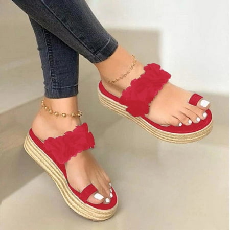 

Alueeu Women s slipper Women Summer Casual Daily Flower Slip On Platform Sandals Thick Bottom Slippers